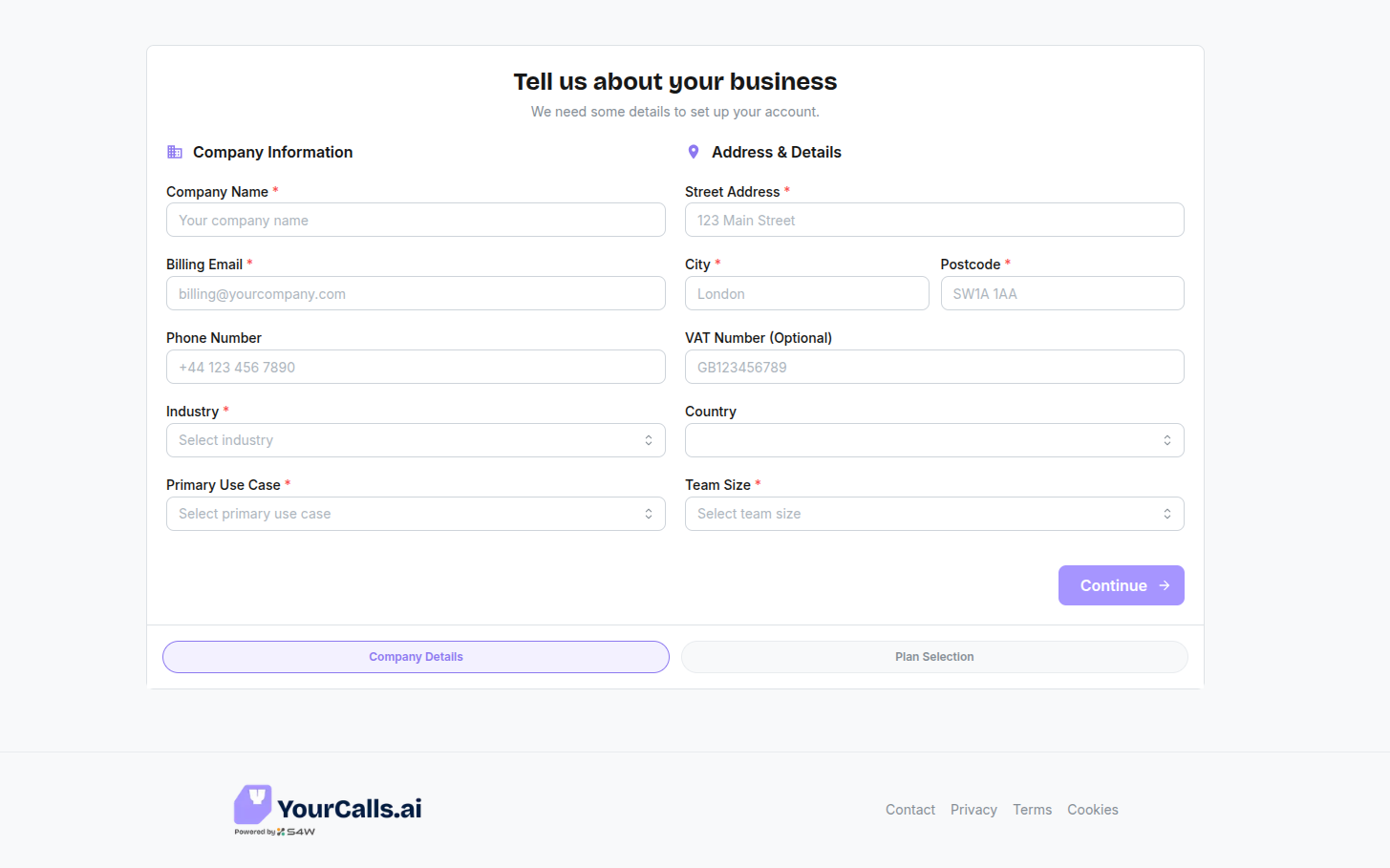 Company details step