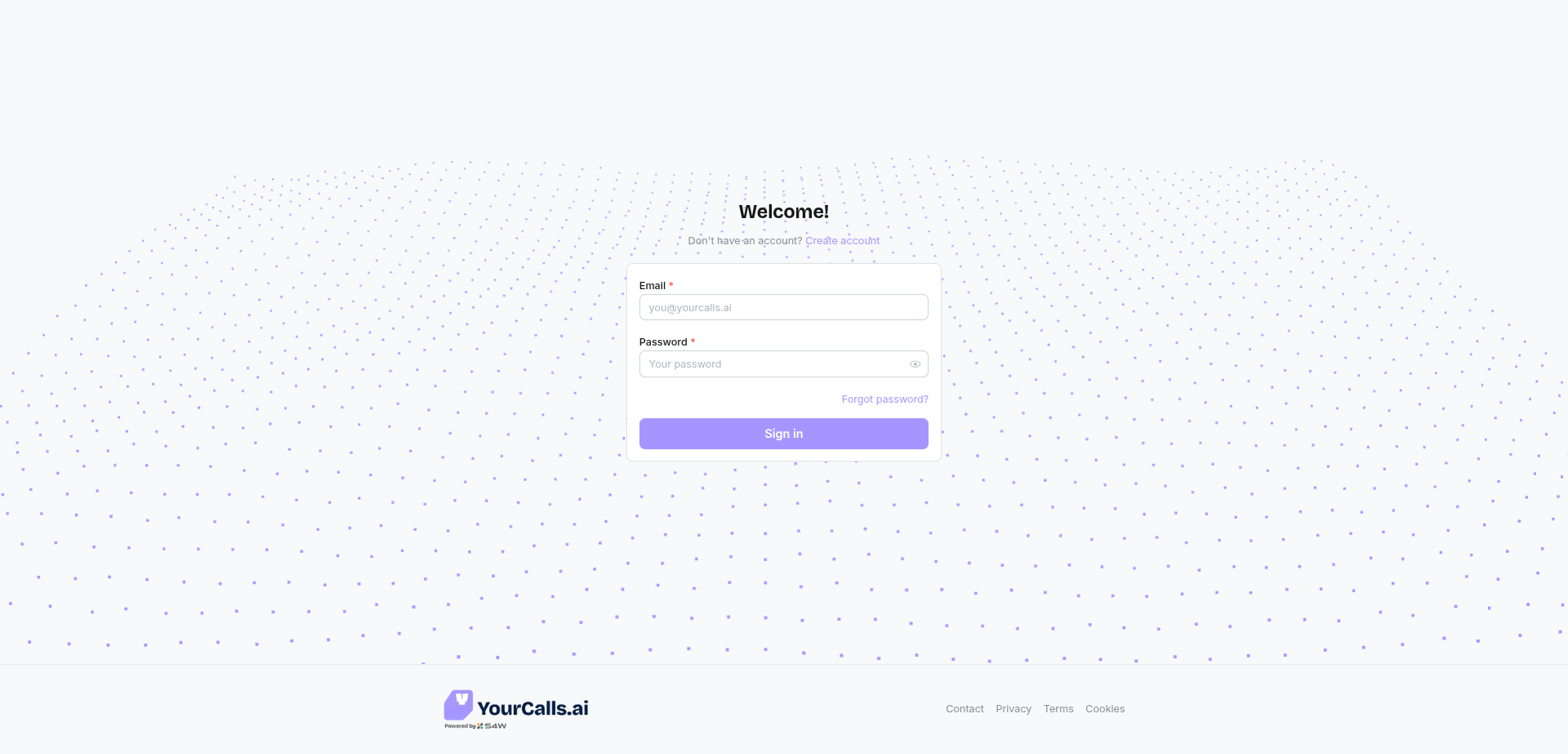 Sign in page