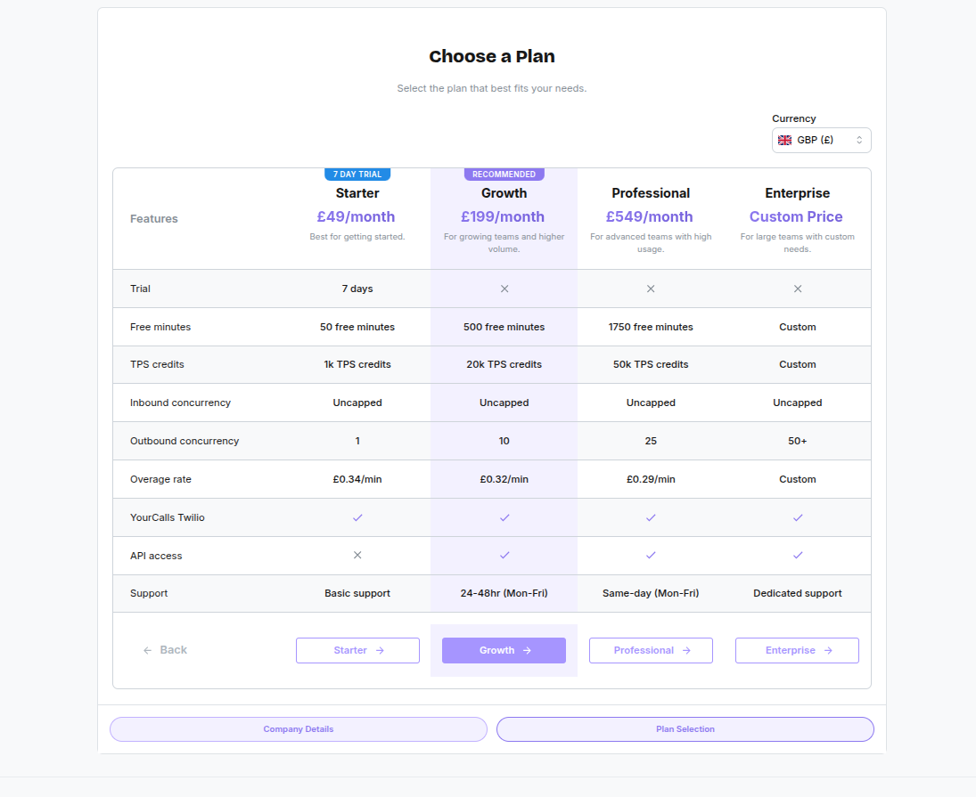 Plan selection step