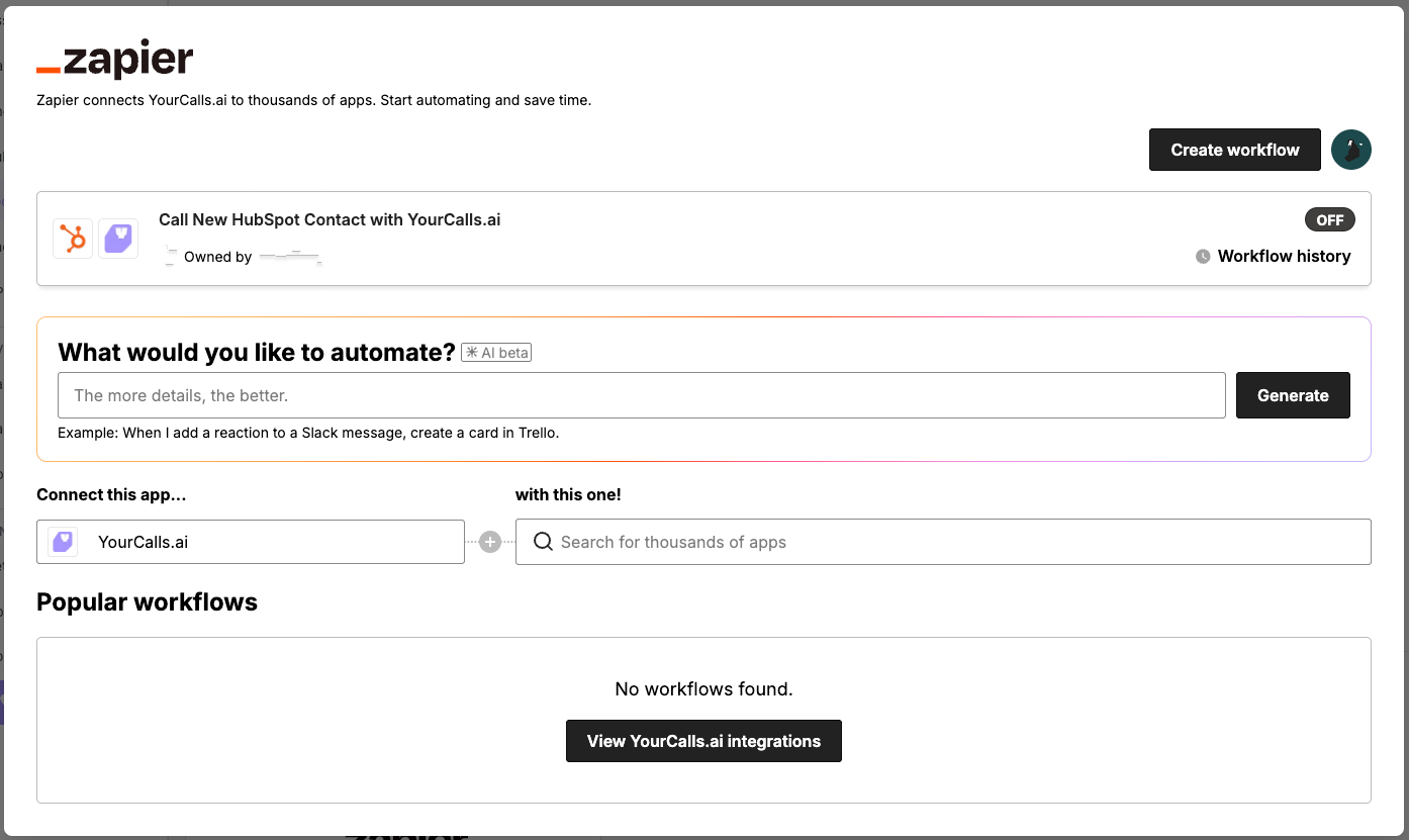 Zapier Embedded in YourCalls