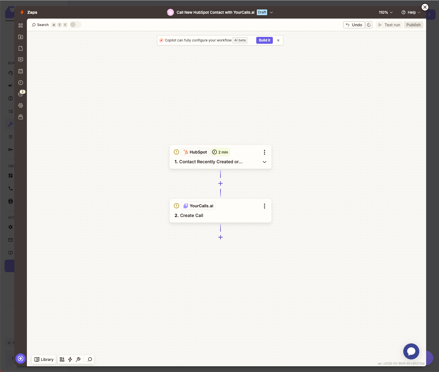 HubSpot to YourCalls workflow example